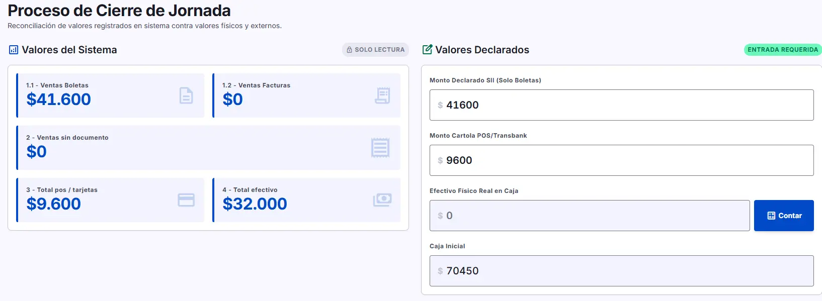 Módulo Cierre de Caja